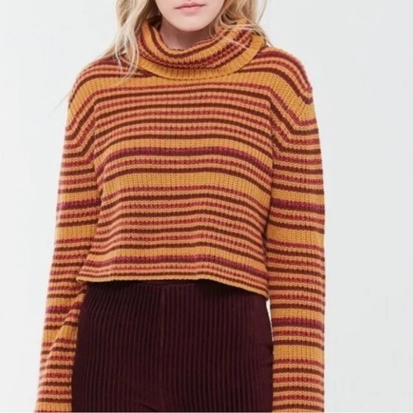 Urban Outfitters orange striped Mackenna Y2K cowl neck oversized woman’s sweater - Picture 1 of 9